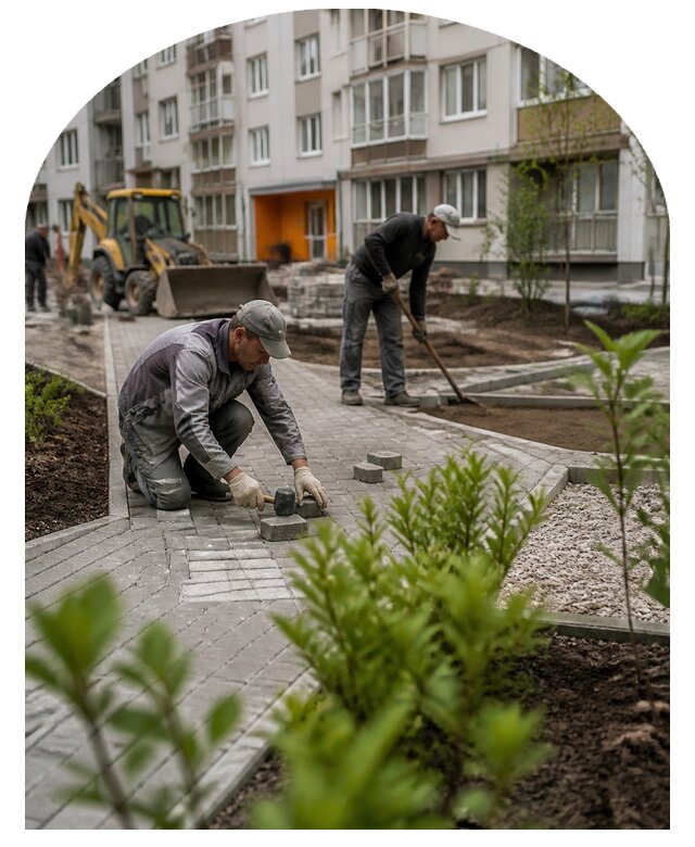 Благоустройство двора многоквартирного дома в Вологде
